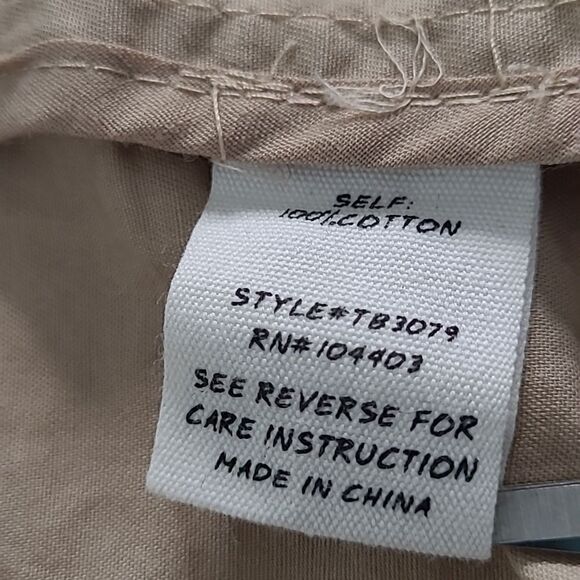 Lydelle M tan vest with zipper & button closure, drawstring waist - Picture 9 of 13